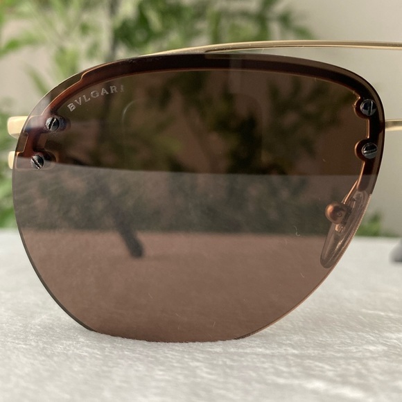 Bvlgari Aviators/Pilot Sunglasses (BV5052, Gold/Brown) - Picture 10 of 16